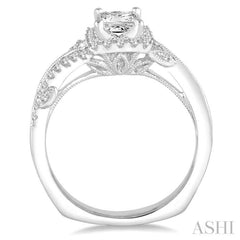 3/4 ctw Diamond Engagement Ring with 3/8 ct Princess Cut Center Stone in 14K White Gold 3/4 ctw Diamond Engagement Ring with 3/8 ct Princess Cut Center Stone in 14K White Gold