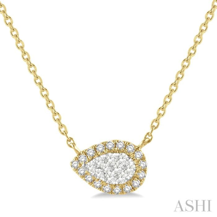 1/6 Ctw Pear Shape Round Cut Diamond Lovebright Pendant With Chain in 14K Yellow & White Gold 1/6 Ctw Pear Shape Round Cut Diamond Lovebright Pendant With Chain in 14K Yellow & White Gold