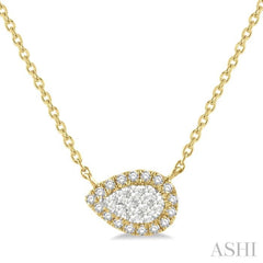 1/6 Ctw Pear Shape Round Cut Diamond Lovebright Pendant With Chain in 14K Yellow & White Gold 1/6 Ctw Pear Shape Round Cut Diamond Lovebright Pendant With Chain in 14K Yellow & White Gold