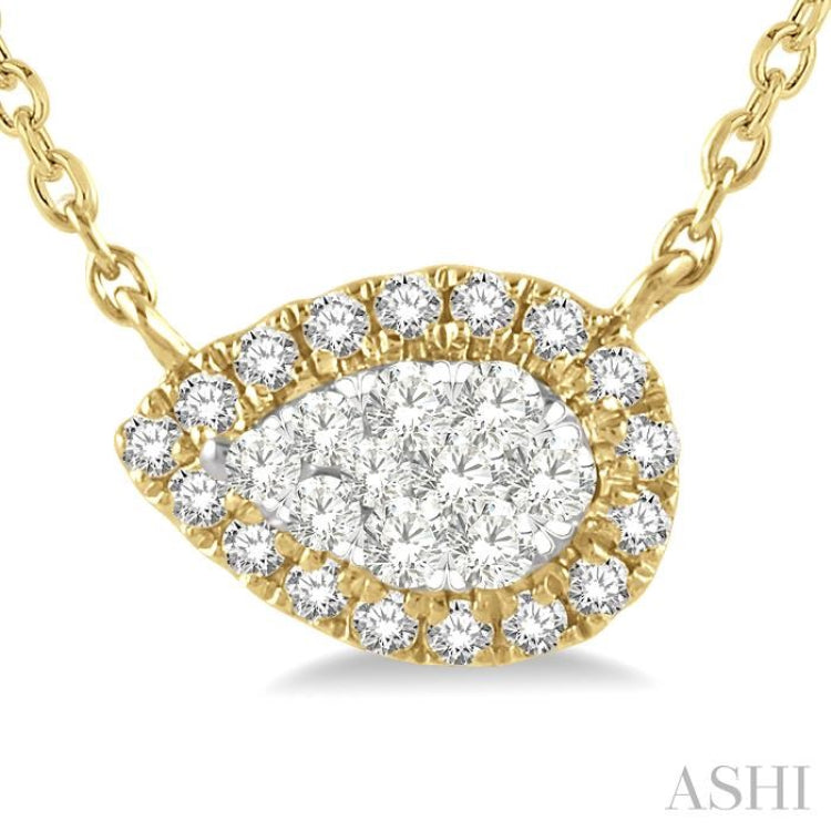 1/6 Ctw Pear Shape Round Cut Diamond Lovebright Pendant With Chain in 14K Yellow & White Gold 1/6 Ctw Pear Shape Round Cut Diamond Lovebright Pendant With Chain in 14K Yellow & White Gold