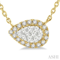 1/6 Ctw Pear Shape Round Cut Diamond Lovebright Pendant With Chain in 14K Yellow & White Gold 1/6 Ctw Pear Shape Round Cut Diamond Lovebright Pendant With Chain in 14K Yellow & White Gold