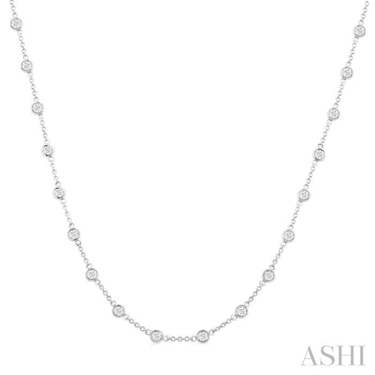 2 Ctw Bezel Set Round Cut Diamond Station Necklace in 14K White Gold 2 Ctw Bezel Set Round Cut Diamond Station Necklace in 14K White Gold