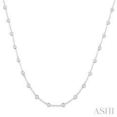 2 Ctw Bezel Set Round Cut Diamond Station Necklace in 14K White Gold 2 Ctw Bezel Set Round Cut Diamond Station Necklace in 14K White Gold