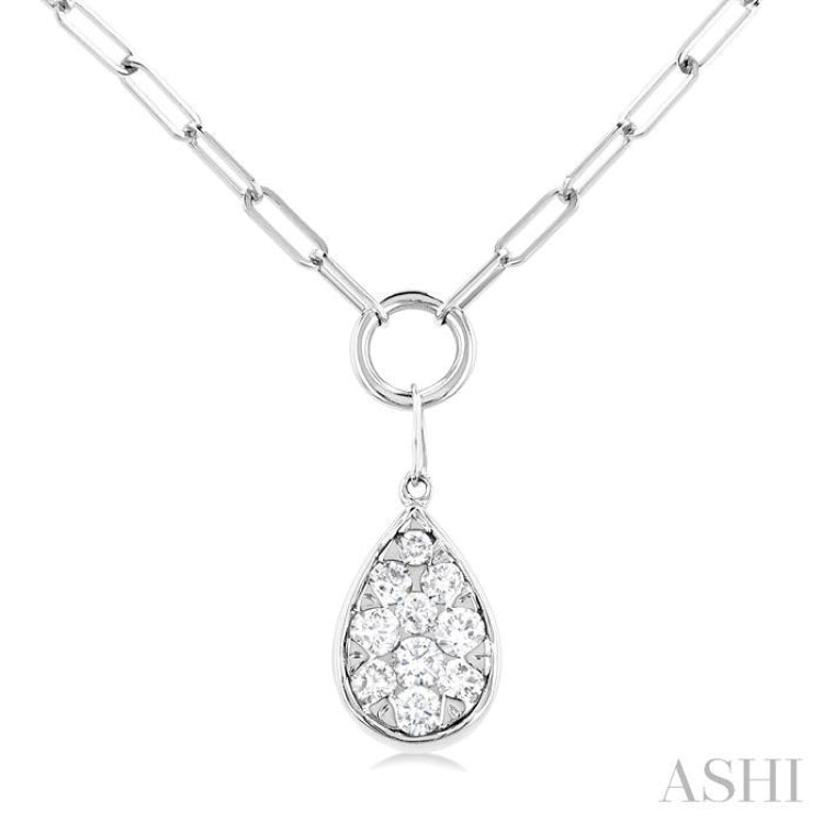 1/4 Ctw Lovebright Pear Shape Round Cut Diamond Paperclip Necklace in 14K White Gold 1/4 Ctw Lovebright Pear Shape Round Cut Diamond Paperclip Necklace in 14K White Gold