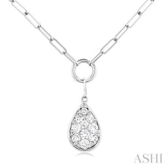 1/4 Ctw Lovebright Pear Shape Round Cut Diamond Paperclip Necklace in 14K White Gold 1/4 Ctw Lovebright Pear Shape Round Cut Diamond Paperclip Necklace in 14K White Gold