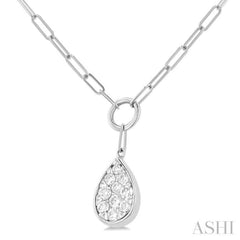 1/4 Ctw Lovebright Pear Shape Round Cut Diamond Paperclip Necklace in 14K White Gold 1/4 Ctw Lovebright Pear Shape Round Cut Diamond Paperclip Necklace in 14K White Gold
