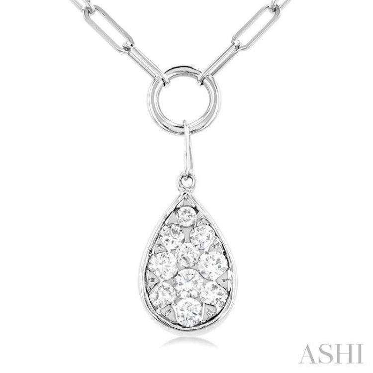 1/4 Ctw Lovebright Pear Shape Round Cut Diamond Paperclip Necklace in 14K White Gold 1/4 Ctw Lovebright Pear Shape Round Cut Diamond Paperclip Necklace in 14K White Gold