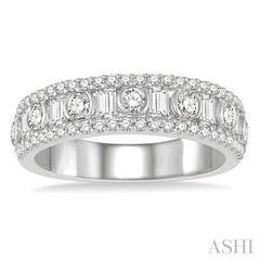 1 Ctw Baguette & Round Cut Diamond Fashion Band in 14K White Gold 1 Ctw Baguette & Round Cut Diamond Fashion Band in 14K White Gold