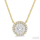 1/2 Ctw Circular Round Cut Diamond Lovebright Pendant With Chain in 14K Yellow and White Gold