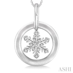 1/20 Ctw Single Cut Diamond Snow Flower Pendant in Sterling Silver with Chain 1/20 Ctw Single Cut Diamond Snow Flower Pendant in Sterling Silver with Chain