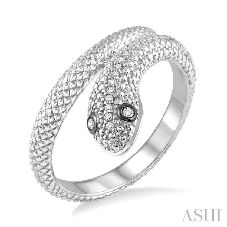 1/20 Ctw Round Cut Diamond Snake Ring in Sterling Silver 1/20 Ctw Round Cut Diamond Snake Ring in Sterling Silver