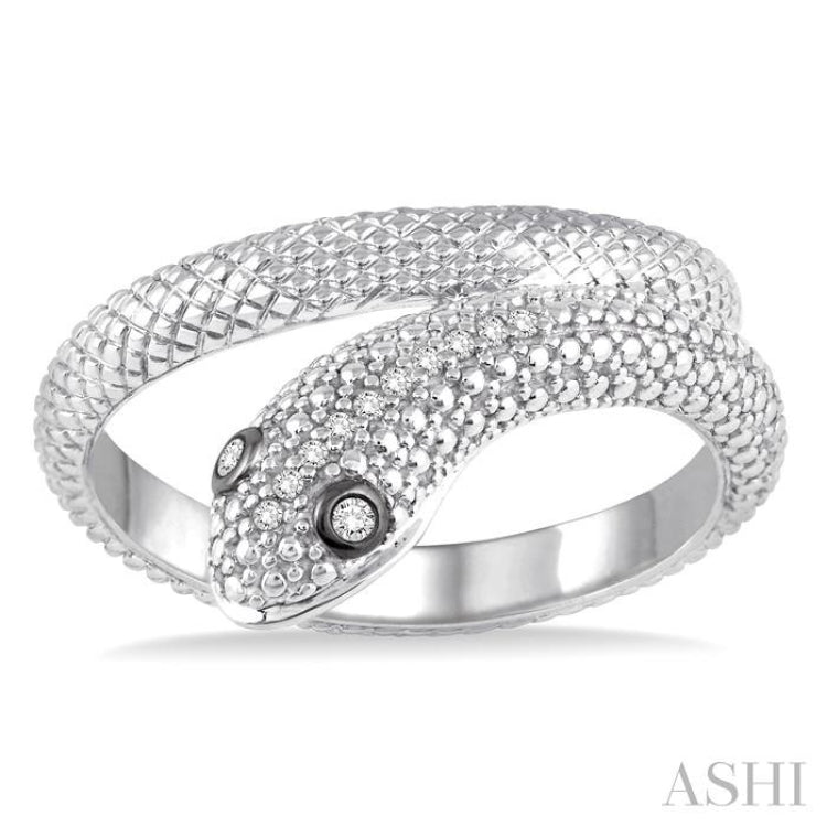 1/20 Ctw Round Cut Diamond Snake Ring in Sterling Silver 1/20 Ctw Round Cut Diamond Snake Ring in Sterling Silver