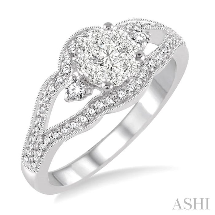 1/2 Ctw Round Cut Diamond Lovebright Ring in 14K White Gold 1/2 Ctw Round Cut Diamond Lovebright Ring in 14K White Gold