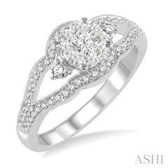 1/2 Ctw Round Cut Diamond Lovebright Ring in 14K White Gold 1/2 Ctw Round Cut Diamond Lovebright Ring in 14K White Gold