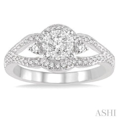 1/2 Ctw Round Cut Diamond Lovebright Ring in 14K White Gold 1/2 Ctw Round Cut Diamond Lovebright Ring in 14K White Gold