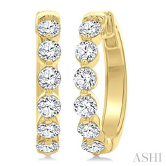 1 1/2 Ctw Prong Set Round Cut Diamond Hoop Earrings in 14K Yellow gold 1 1/2 Ctw Prong Set Round Cut Diamond Hoop Earrings in 14K Yellow gold