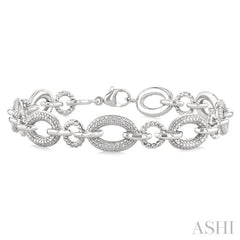 1/10 Ctw Single Cut Diamond Bold Oval Shape Rope Link Bracelet in Sterling Silver 1/10 Ctw Single Cut Diamond Bold Oval Shape Rope Link Bracelet in Sterling Silver