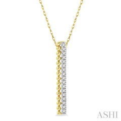 1/6 Ctw Circular Bead & Round Cut Diamond Bar Pendant With Chain in 14K Yellow Gold 1/6 Ctw Circular Bead & Round Cut Diamond Bar Pendant With Chain in 14K Yellow Gold