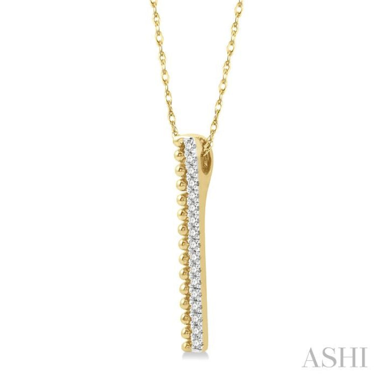 1/6 Ctw Circular Bead & Round Cut Diamond Bar Pendant With Chain in 14K Yellow Gold 1/6 Ctw Circular Bead & Round Cut Diamond Bar Pendant With Chain in 14K Yellow Gold