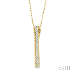 1/6 Ctw Circular Bead & Round Cut Diamond Bar Pendant With Chain in 14K Yellow Gold 1/6 Ctw Circular Bead & Round Cut Diamond Bar Pendant With Chain in 14K Yellow Gold