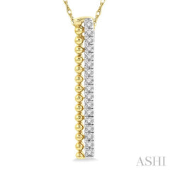 1/6 Ctw Circular Bead & Round Cut Diamond Bar Pendant With Chain in 14K Yellow Gold 1/6 Ctw Circular Bead & Round Cut Diamond Bar Pendant With Chain in 14K Yellow Gold