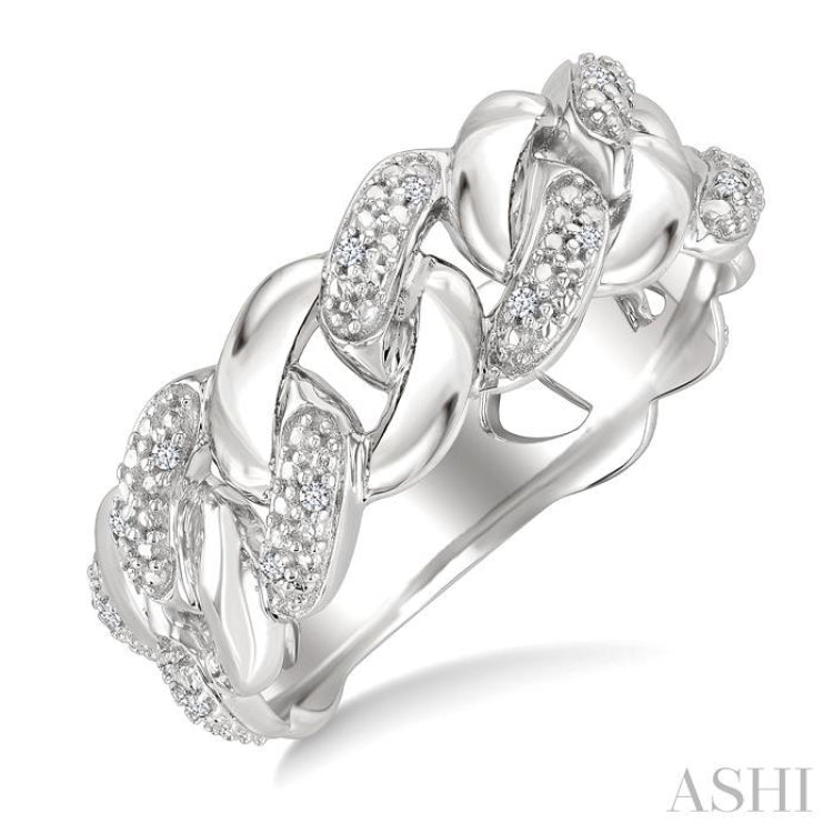 1/20 Ctw Single Cut Diamond Curb & Cuban Ring in Sterling Silver 1/20 Ctw Single Cut Diamond Curb & Cuban Ring in Sterling Silver