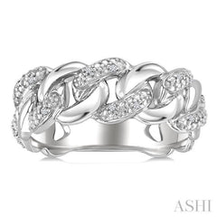 1/20 Ctw Single Cut Diamond Curb & Cuban Ring in Sterling Silver 1/20 Ctw Single Cut Diamond Curb & Cuban Ring in Sterling Silver