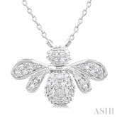 1/4 Ctw Petite Bumble Bee Round Cut Diamond Fashion Pendant With Chain in 10K White Gold