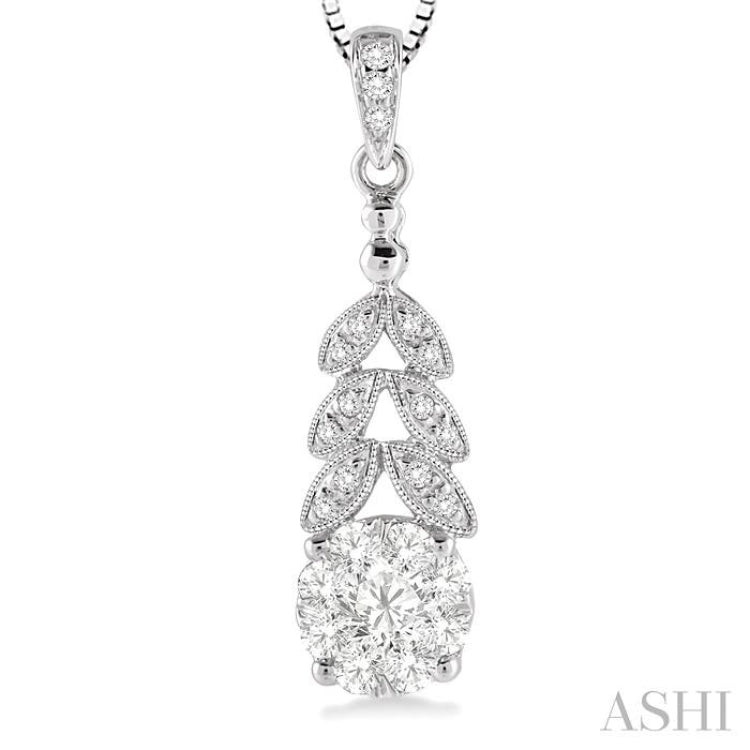 3/8 Ctw Lovebright Round Cut Diamond Pendant in 10K White Gold with Chain 3/8 Ctw Lovebright Round Cut Diamond Pendant in 10K White Gold with Chain