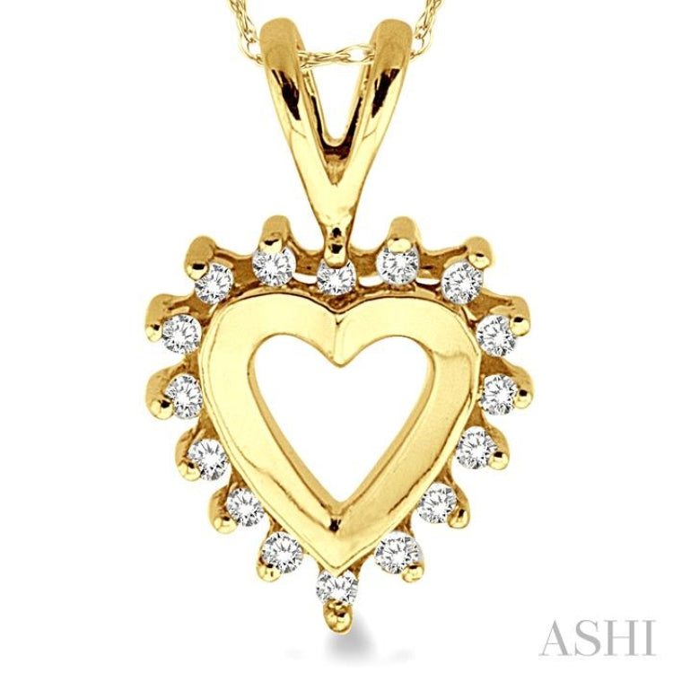 1/10 Ctw Single Cut Diamond Heart Pendant in 10K Yellow Gold with Chain 1/10 Ctw Single Cut Diamond Heart Pendant in 10K Yellow Gold with Chain