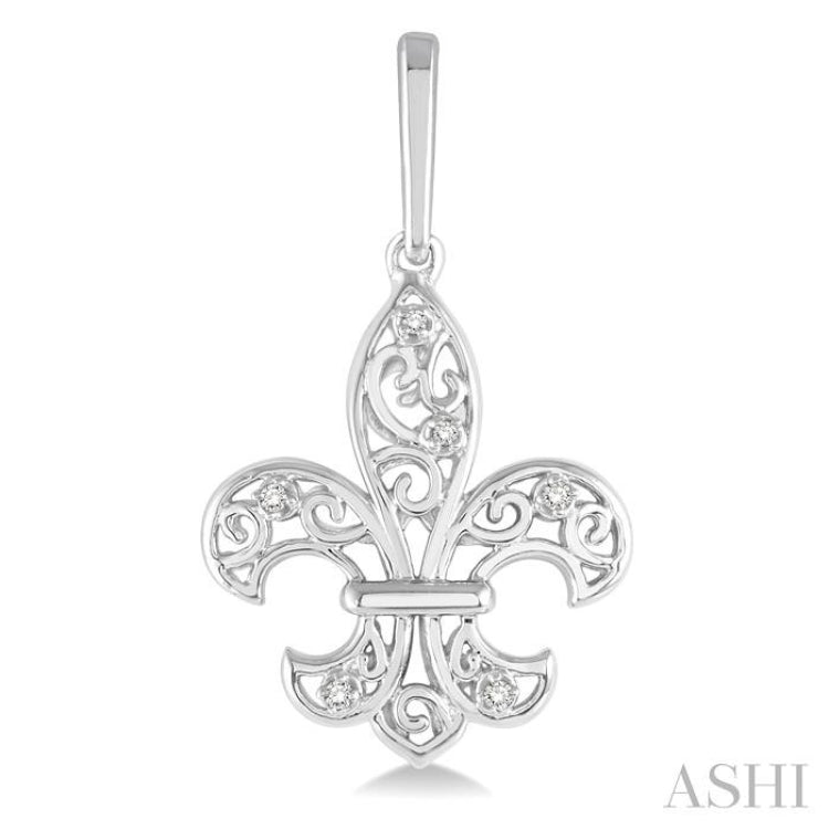 1/20 Ctw Round Cut Diamond Fleur De Lis Earrings in Sterling Silver 1/20 Ctw Round Cut Diamond Fleur De Lis Earrings in Sterling Silver