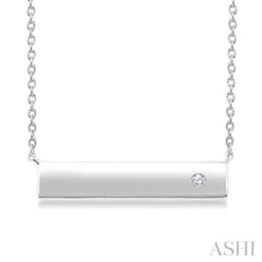 1/50 Ctw Horizontal Bar Round Cut Diamond Fashion Pendant With Chain in Sterling Silver 1/50 Ctw Horizontal Bar Round Cut Diamond Fashion Pendant With Chain in Sterling Silver