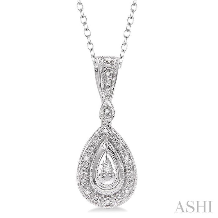 1/20 Ctw Pear Shape Single Cut Diamond Pendant in Sterling Silver with Chain 1/20 Ctw Pear Shape Single Cut Diamond Pendant in Sterling Silver with Chain