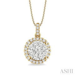 3/4 Ctw Lovebright Round Cut Diamond Pendant in 14K Yellow and White Gold with Chain 3/4 Ctw Lovebright Round Cut Diamond Pendant in 14K Yellow and White Gold with Chain