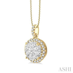 3/4 Ctw Lovebright Round Cut Diamond Pendant in 14K Yellow and White Gold with Chain 3/4 Ctw Lovebright Round Cut Diamond Pendant in 14K Yellow and White Gold with Chain