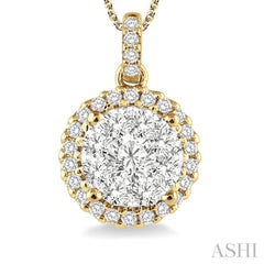 3/4 Ctw Lovebright Round Cut Diamond Pendant in 14K Yellow and White Gold with Chain 3/4 Ctw Lovebright Round Cut Diamond Pendant in 14K Yellow and White Gold with Chain