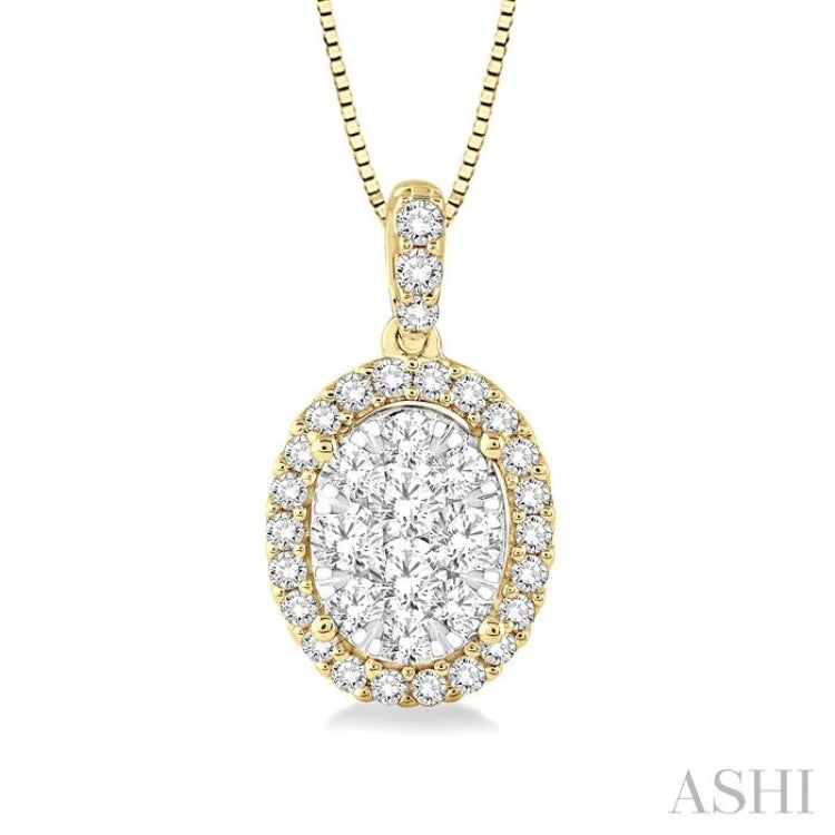 1/3 Ctw Oval Shape Diamond Lovebright Pendant in 14K Yellow and White Gold with Chain 1/3 Ctw Oval Shape Diamond Lovebright Pendant in 14K Yellow and White Gold with Chain