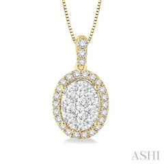 1/3 Ctw Oval Shape Diamond Lovebright Pendant in 14K Yellow and White Gold with Chain 1/3 Ctw Oval Shape Diamond Lovebright Pendant in 14K Yellow and White Gold with Chain