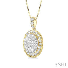 1/3 Ctw Oval Shape Diamond Lovebright Pendant in 14K Yellow and White Gold with Chain 1/3 Ctw Oval Shape Diamond Lovebright Pendant in 14K Yellow and White Gold with Chain