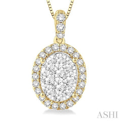 1/3 Ctw Oval Shape Diamond Lovebright Pendant in 14K Yellow and White Gold with Chain 1/3 Ctw Oval Shape Diamond Lovebright Pendant in 14K Yellow and White Gold with Chain