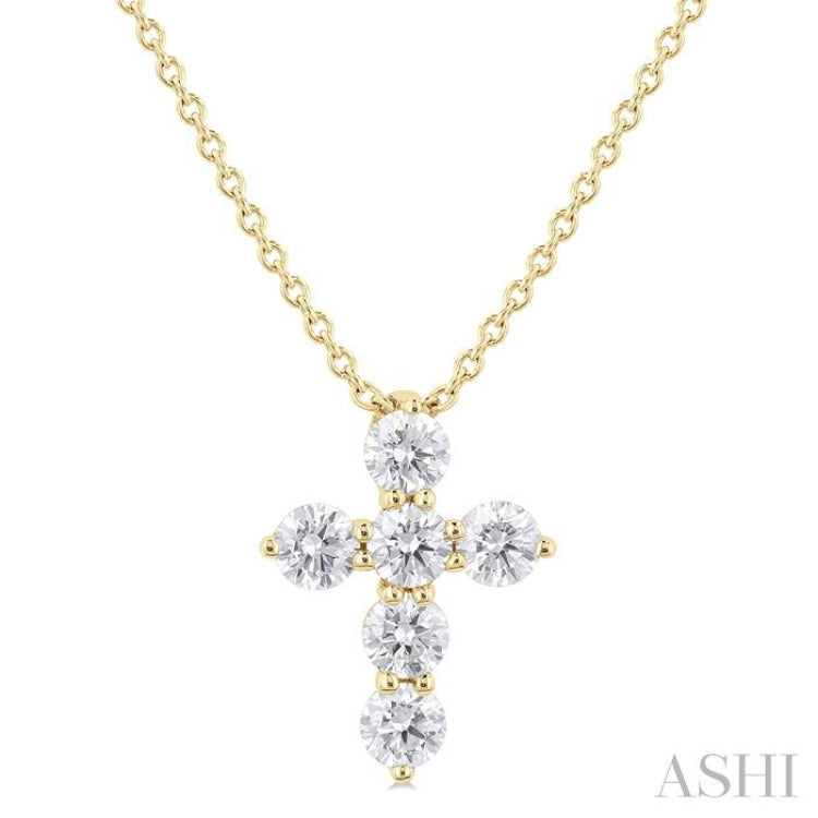1/3 Ctw Round Cut Diamond Christian Cross 6-Stone Fashion Pendant With Chain in 14K Yellow Gold 1/3 Ctw Round Cut Diamond Christian Cross 6-Stone Fashion Pendant With Chain in 14K Yellow Gold