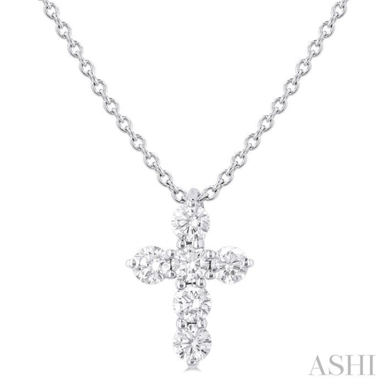1/4 Ctw Round Cut Diamond Christian Cross 6-Stone Fashion Pendant With Chain in 14K White Gold 1/4 Ctw Round Cut Diamond Christian Cross 6-Stone Fashion Pendant With Chain in 14K White Gold