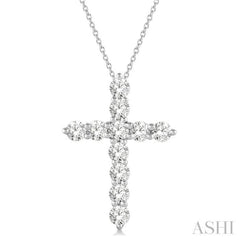 1 Ctw Round Cut Diamond Cross Pendant in 14K White Gold with Chain 1 Ctw Round Cut Diamond Cross Pendant in 14K White Gold with Chain