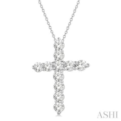 1 Ctw Round Cut Diamond Cross Pendant in 14K White Gold with Chain 1 Ctw Round Cut Diamond Cross Pendant in 14K White Gold with Chain