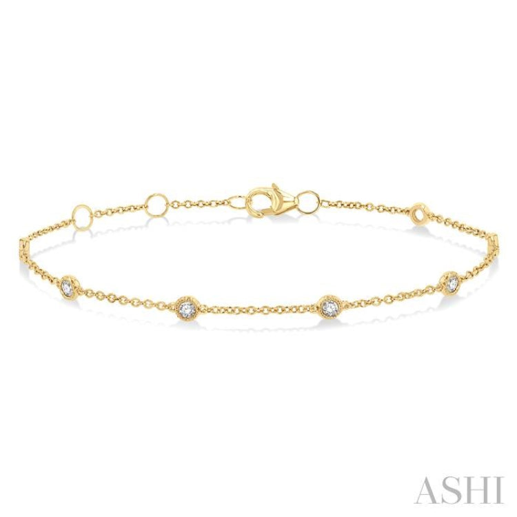 1/3 Ctw Rose Cut Diamond Link Chain Bracelet in 14K Yellow Gold 1/3 Ctw Rose Cut Diamond Link Chain Bracelet in 14K Yellow Gold