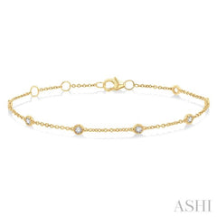 1/3 Ctw Rose Cut Diamond Link Chain Bracelet in 14K Yellow Gold 1/3 Ctw Rose Cut Diamond Link Chain Bracelet in 14K Yellow Gold