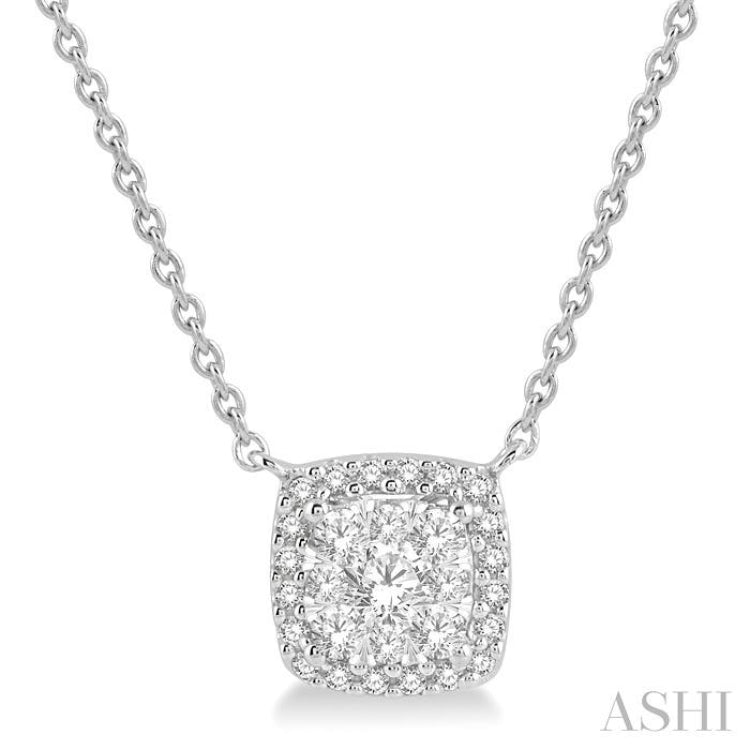 3/4 Ctw Cushion Shape Lovebright Diamond Pendant With Chain in 14K White Gold 3/4 Ctw Cushion Shape Lovebright Diamond Pendant With Chain in 14K White Gold