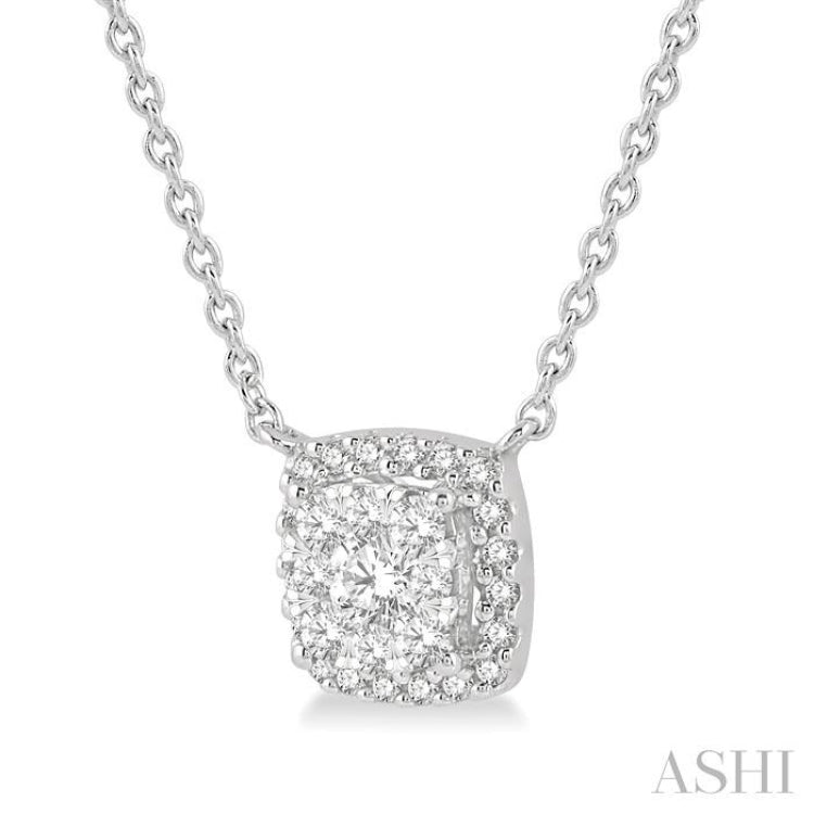 3/4 Ctw Cushion Shape Lovebright Diamond Pendant With Chain in 14K White Gold 3/4 Ctw Cushion Shape Lovebright Diamond Pendant With Chain in 14K White Gold