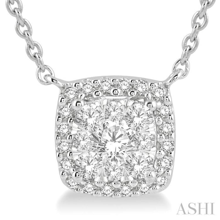 3/4 Ctw Cushion Shape Lovebright Diamond Pendant With Chain in 14K White Gold 3/4 Ctw Cushion Shape Lovebright Diamond Pendant With Chain in 14K White Gold