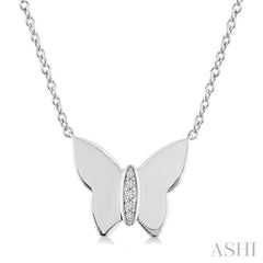1/20 Ctw Butterfly Single Cut Diamond Fashion Pendant With Chain in Sterling Silver 1/20 Ctw Butterfly Single Cut Diamond Fashion Pendant With Chain in Sterling Silver